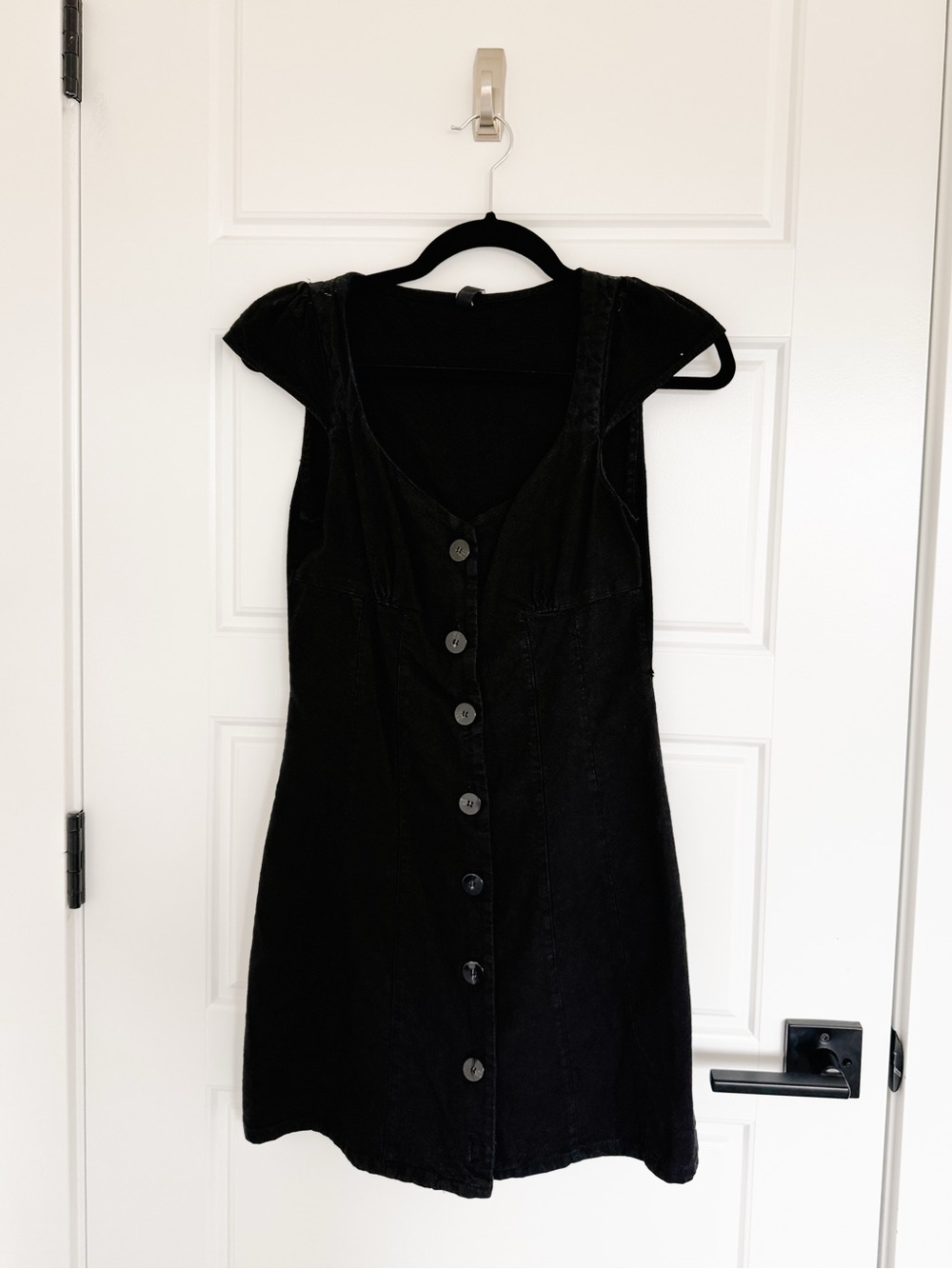 Zara Black Women's Button-Front Cap-Sleeve Dress